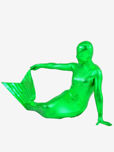 Halloween Green Mermaid Style Shiny Metallic Zentai Suit