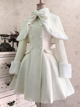 Cappotto classico in lana Lolita con doppio petto in pelliccia