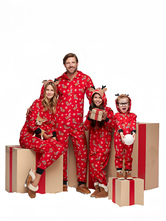 Modèle de Noël de pyjamas de Noël en famille rouge