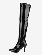 Thigh High Boots Womens Patent Pointed Toe Stiletto Bright Leather Heel Over The Knee Boots