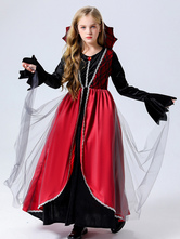ハロウィン 子供用吸血鬼コスチューム 赤いハロウィン ベロアセット 子供用恐ろしいドレス