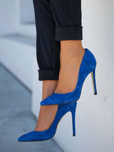 Женские туфли на высоком каблуке из замши с острым носком на шпильке