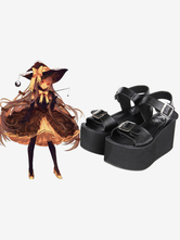 Blanc/noir Lolita sandales plate-forme haute carré boucles Ankle Strap Déguisements Halloween