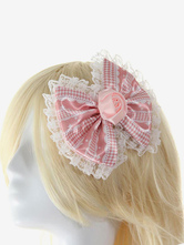 Lolitashow Pink Chic Lace Flower Bows Synthetic Lolita Hair Accessories