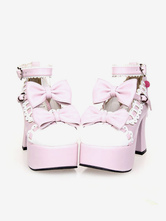 Lolita Schuhe mit Schleife in Hellrosa 