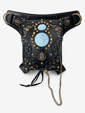 Sac Lolita gothique détails en métal noir Rivets taille pack accessoires en cuir PU Steampunk Lolita