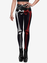 Costumes d'Halloween pour les femmes Noir Rouge Chair Scary Stretch Polyester Skinny Pants Costumes de vacances
