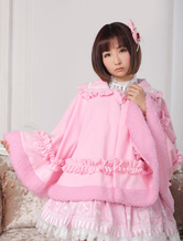 Süße Lolita Kleidung rosa Schleife zerzaust Milanoo Lolita Mantel mit Peter-Pan-Kragen