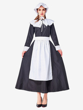 Trajes retro mulheres arcos dois tons vestido empregada roupas vintage