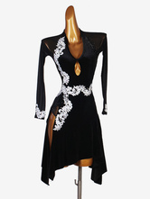Latin Dance Kostüm der schwarzen Frauen Lycra Spandex-Kleid