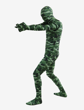 Verde camuflagem Lycra corpo inteiro Spandex Zentai terno escuro Halloween