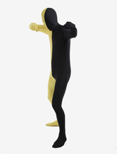 Preto amarelo Lycra Spandex completo corpo Zentai terno Halloween