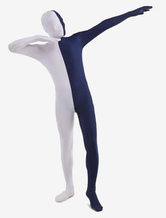 Morph Suit White and Navy Lycra Spandex Zentai Suit Unisex Full Body Suit
