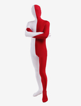 Morph Suit Red and White Lycra Spandex Zentai Suit Unisex Full Body Suit