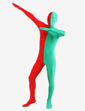 Morph Suit Green and Red Lycra Spandex Zentai Suit Unisex Full Body Suit