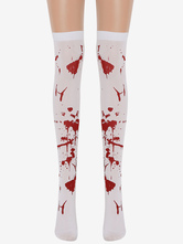 Women Saloon Stockings Blood Knee High Socks Halloween Cosplay Costume Accessories