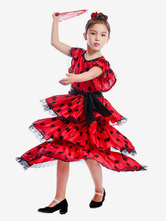 Vestidos de dança flamenca Crianças espanhol Red Bullfighting Paso Doble Dancing Costume Halloween