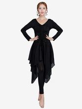 Faschingskostüm Kleid für Standardtanz aus in Schwarz für Gesellschaftstänzer Lycra Spandex Polyester und Damen mit Rockhose&Oberteil Karneval Kostüm