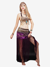Costume de danse du ventre frange femmes vêtements de danse avec pièce de monnaie