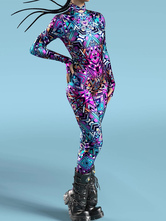 パターニング全身タイツ ハロウィン 大人用全身タイツスーツ 魚鱗プリント ライクラ スパンデックス セクシーコスチューム