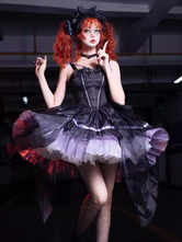   ゴシック ロリータ ドレス フリル リボン カラーブロック ブラック ビタースイート JSK