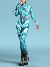 パターニング全身タイツ ハロウィン オーシャンタイダイコスプレ衣装ジャンプスーツハロウィンパーティージャンプスーツカーニバル女性全身タイツボディ服タイツボディワンピース