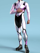 パターニング全身タイツ ハロウィン クリエイティブメンズアート不規則ライン3Dジャンプスーツサイバーパンクボディスーツハロウィンパーティーコスプレコスチュームパフォーマンスロンパース全身タイツスーツ