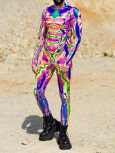 パターニング全身タイツ ハロウィン 大人用ハロウィン カラフル SF ジャンプスーツ サイバーパンク ボディスーツ バーニングマン 全身タイツ ホリデーパーティー モーフスーツ カップル レイブ衣装