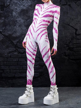パターニング全身タイツ ハロウィン コスプレ衣装 ジャンプスーツ ハロウィン パーティー ジャンプスーツ カーニバル 女性用 全身タイツ ボディスーツ ピンク ゼブラ コスチューム