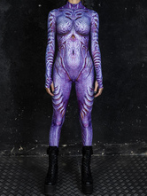 パターニング全身タイツ ハロウィン 女性用ジャンプスーツ、ボディスーツ、パンク、ヒョンカラー、全身タイツ、キャットスーツ