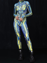 パターニング全身タイツ ハロウィン 大人用アニメキャラクターコスプレジャンプスーツ 3Dデジタルカラープリントボディスーツ キャットスーツ エアリアルヨガパフォーマンスステージ衣装