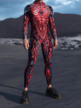 パターニング全身タイツ ハロウィンプリントボディスーツ 全身コスプレジャンプスーツ テーマパーティー用