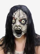 ハロウィンひび割れた唸り顔マスク半面ゾンビ怖いパーティーマスク