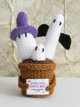 サニーゴーストの編みぐるみぬいぐるみ（カード付き）ハロウィンのデスクデコレーションとギフト