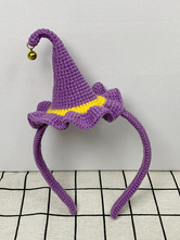 手編みのハロウィンヘッドドレス、魔女の帽子、ヘアクリップ、女の子向けの編みぐるみパーティーの記念品