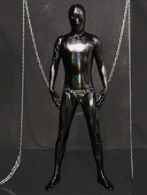 ハロウィン メンズ ウェットルック ストレッチ ジッパー クロッチ ボディスーツ フルボディ キャットスーツ