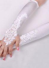 Lace Fingerless Wedding Gloves With Embroidered