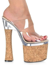 Calcanhar clara PU Womens sandálias "sexy" de madeira