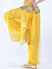 Calças de dança do ventre Womens Viscose Bloomer padrão amarelo