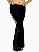 パンツ，ベリーダンス衣装　ブラック　綿混紡　女性用　カットアウトデザイン
