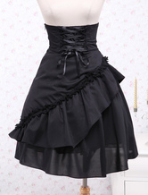 Gothic Lolita Dress SK Black Ruffles High Waist Lace Up Lolita Skirt