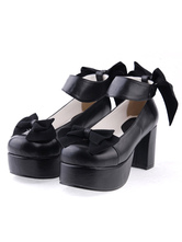 Chaussures Lolita exquises noires de Synthétique à bout rond et talons épais Déguisements Halloween