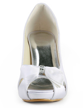 white satin heels with bow