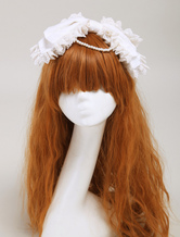 Perle bianche Lolita Head Band di cotone donna
