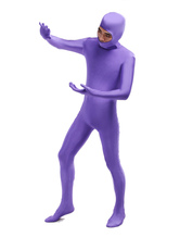 Фиолетовый унисекс открытым лицом лайкры спандекс костюм Хэллоуин