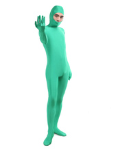 Morph Suit Green Lycra Spandex Fabric Catsuit with Face Opened Men's Body Suit
