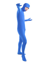 Morph Suit Blue Lycra Spandex Fabric Catsuit with Face Opened Men's Body Suit