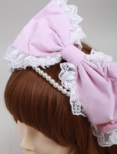 ヘッドドレス　ピンク　ロリータファッション　真珠　コットン　