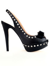 black platform heels with bow