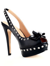 black platform heels with bow